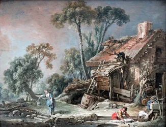 Paisaje con casa de campo